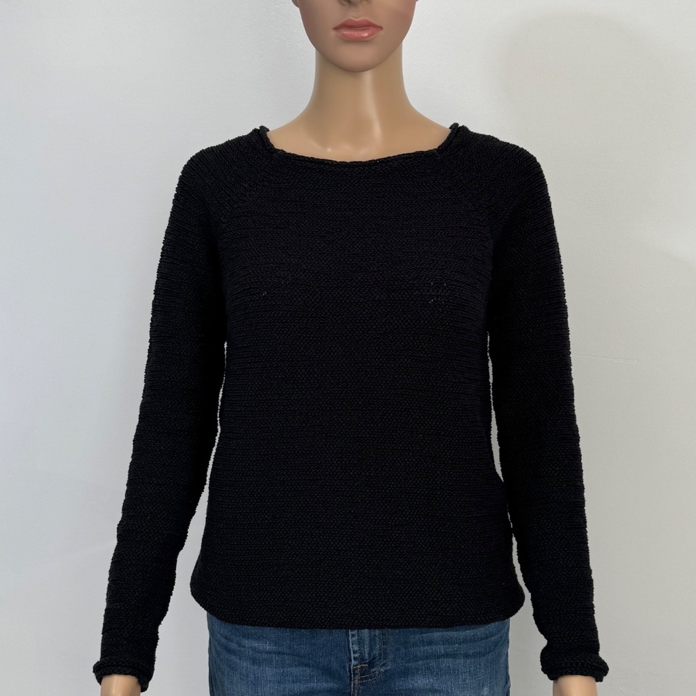 Tristan Textured Knit Cotton-blend Sweater Black Women's XS